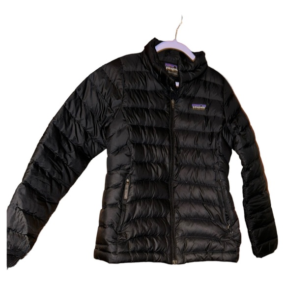 Girls Patagonia black puff jacket size M size 10 unisex - Picture 2 of 8